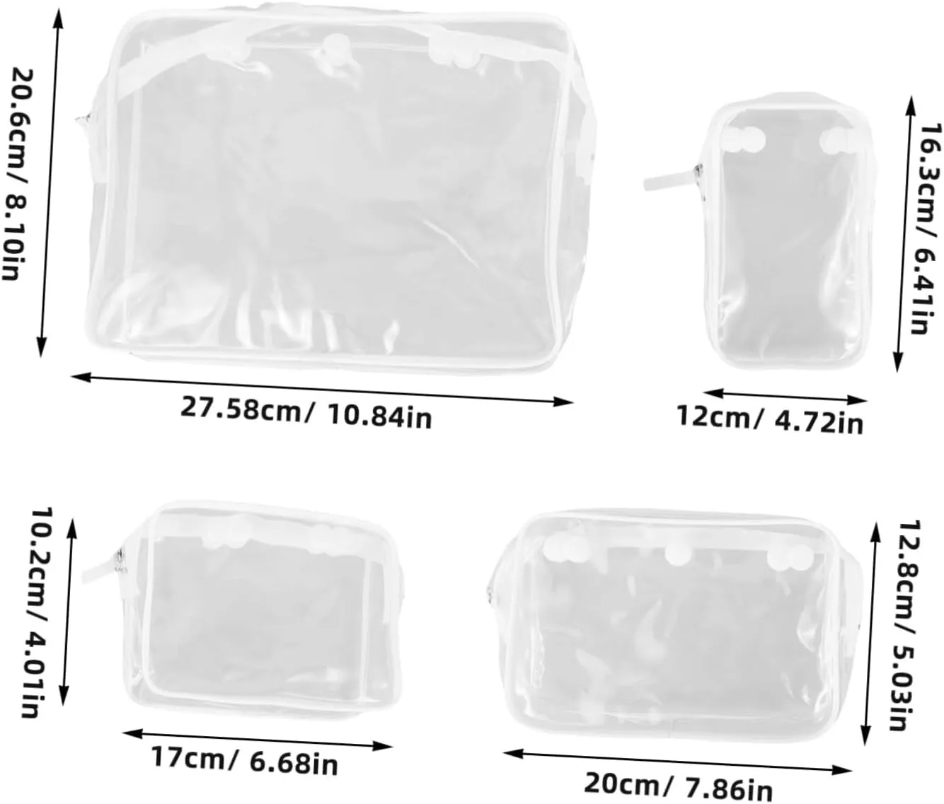 4pcs Clear Makeup Organizer Bag Transparent Travel Pouch for Cosmetics Toiletries Accessories Lightweight Durable Design with Easy Visibility for Tote Use