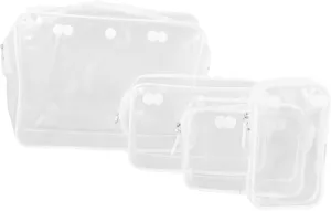 4pcs Clear Makeup Organizer Bag Transparent Travel Pouch for Cosmetics Toiletries Accessories Lightweight Durable Design with Easy Visibility for Tote Use