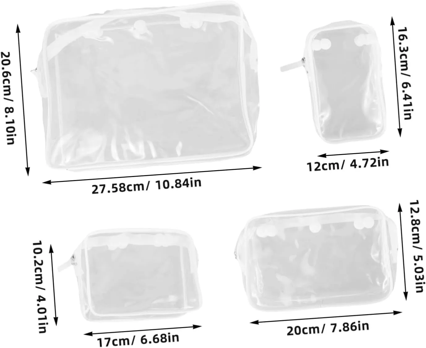 4pcs Clear Makeup Organizer Bag Transparent Zippered Travel Bags for Toiletries Cosmetic Storage and Daily Use Durable Plastic Pouches