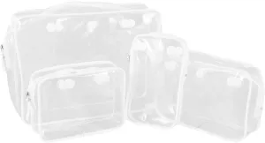 4pcs Clear Makeup Organizer Bag Transparent Zippered Travel Bags for Toiletries Cosmetic Storage and Daily Use Durable Plastic Pouches