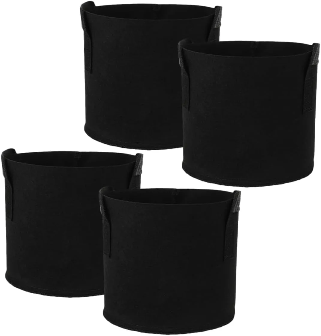 4pcs Seedling Pot Growing Bags Raised Garden Vegetables Plant Fabric Pots Nursery Pouch Non-Woven Fabric Black