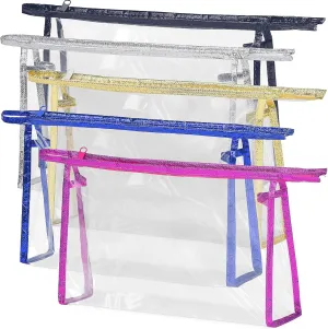 5 Pack Clear Cosmetic Bags Makeup Bags Set Waterproof PVC Clear Toiletry Bag with Zipper, Makeup Organizer Storage Pouches Fit Carry-on Travel Essentials