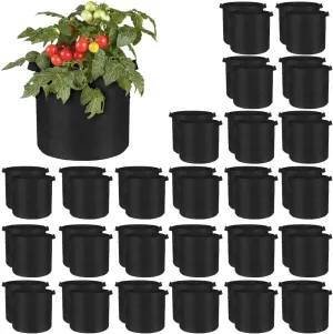 50 Pack Grow Bags Bulk Fabric Pots with Handles Aeration Grow Pots Garden Plant Bags for Gardening, Plant and Vegetables, Black (5 Gallon)