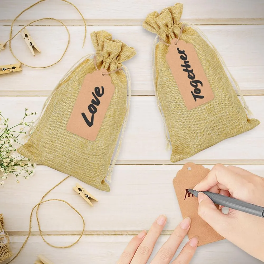 50 pcs Burlap Bags 6" x 10" with Jute Drawstring, Burlap Treat Bags for Gift Wedding Party Favors Jewelry Pouch, Christmas Birthday Presents, Snack Sacks and DIY Craft Arts Projects