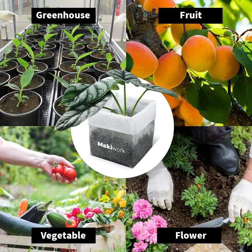 50 Pcs Non-Woven Plant Nursery Bags, Outdoor Plant Seeding Bags, Seedling Pots Container, Fabric Seedling Pots Plants Pouch, 15.7” x 14.2”/40x36cm