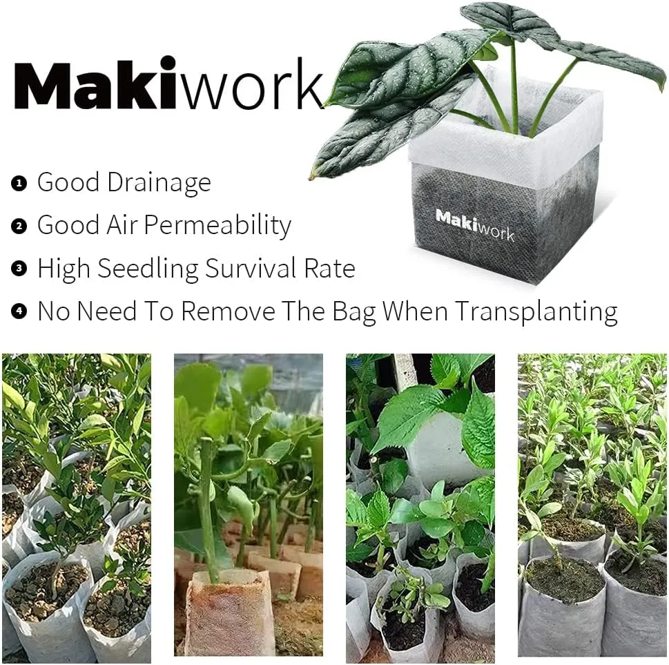 50 Pcs Non-Woven Plant Nursery Bags, Outdoor Plant Seeding Bags, Seedling Pots Container, Fabric Seedling Pots Plants Pouch, 15.7” x 14.2”/40x36cm