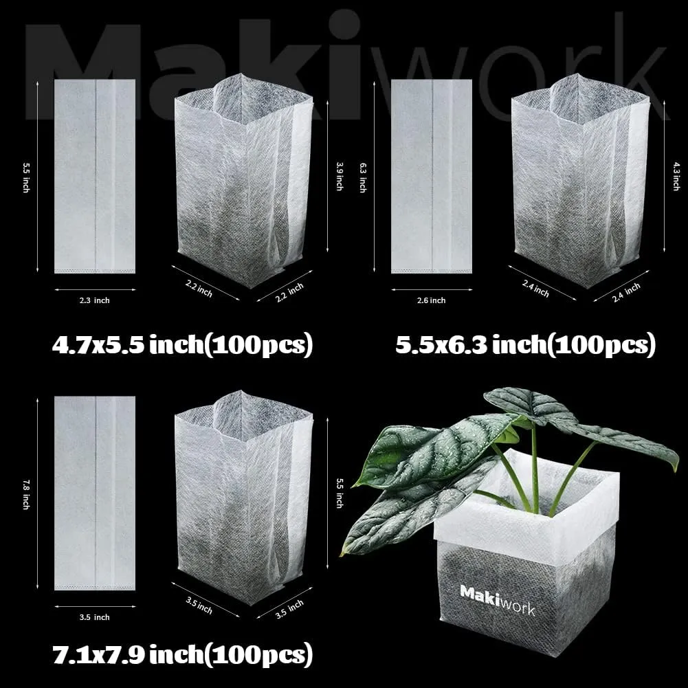 50 Pcs Non-Woven Plant Nursery Bags, Outdoor Plant Seeding Bags, Seedling Pots Container, Fabric Seedling Pots Plants Pouch, 15.7” x 14.2”/40x36cm