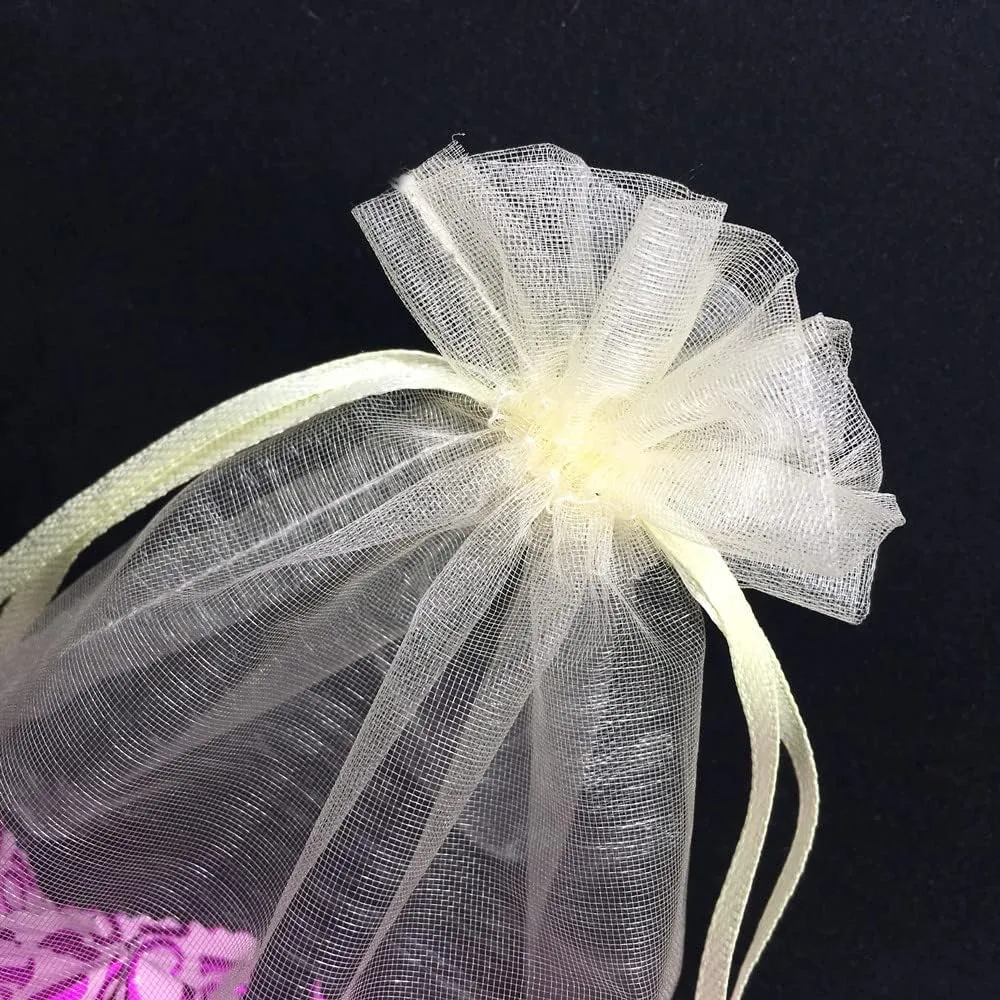 50PCS 12x16 Inches Organza Gift Bags with Drawstring Gift Packaging Big Bags (Ivory)
