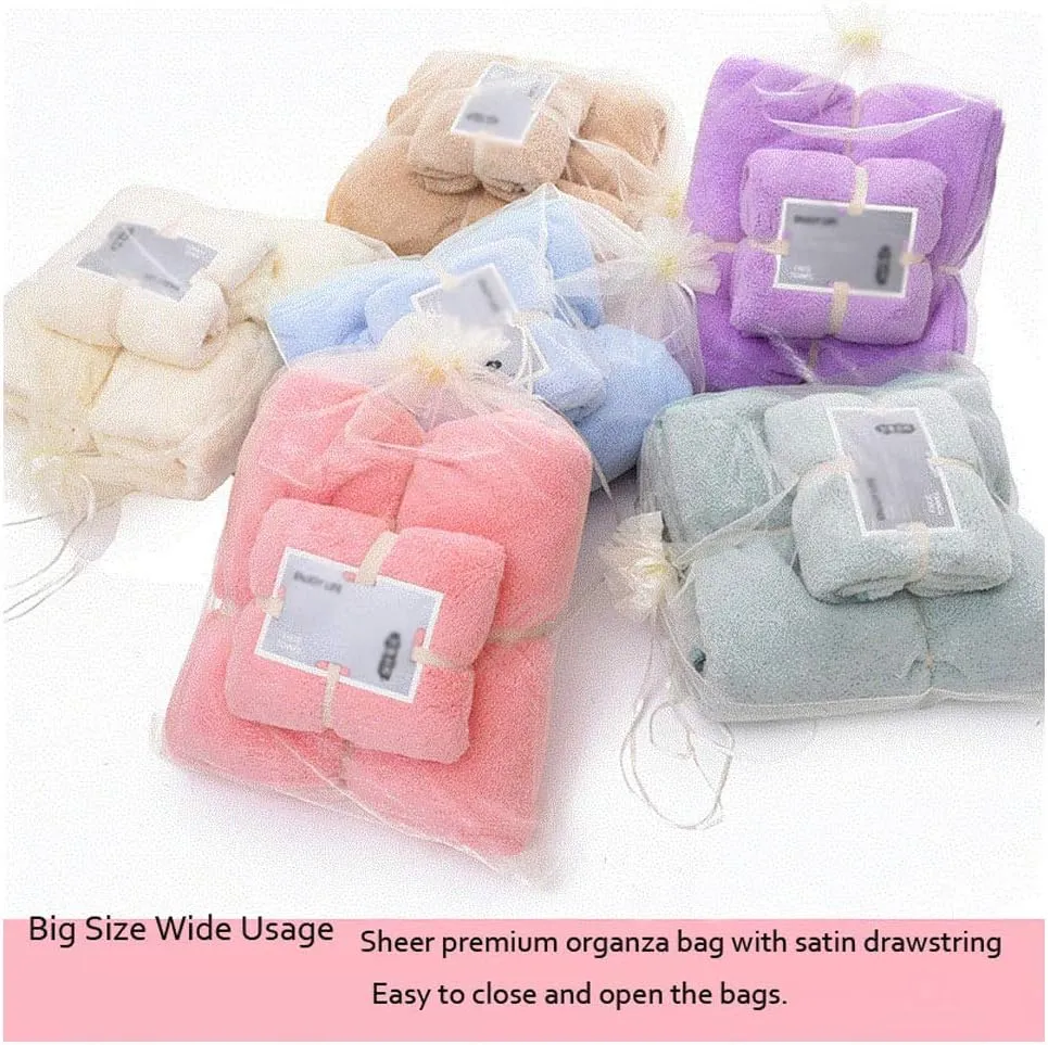 50PCS 12x16 Inches Organza Gift Bags with Drawstring Gift Packaging Big Bags (Ivory)