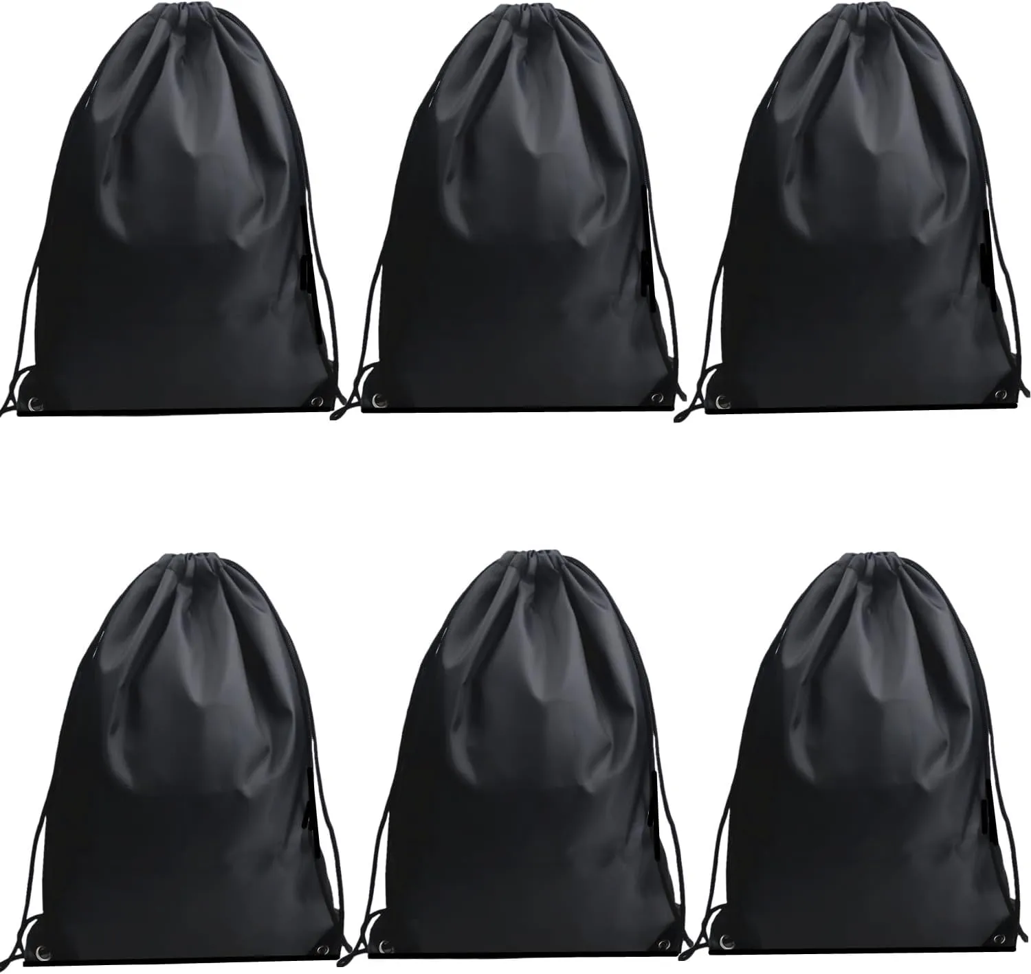 6 PCS Black Drawstring Backpack, Gym Drawstring Bags, Draw String Bag, Cinch Bags Drawstring Sackpack, Sports Backpack Storage Bags for Men and Women Sports Gym Trip Yoga Swim