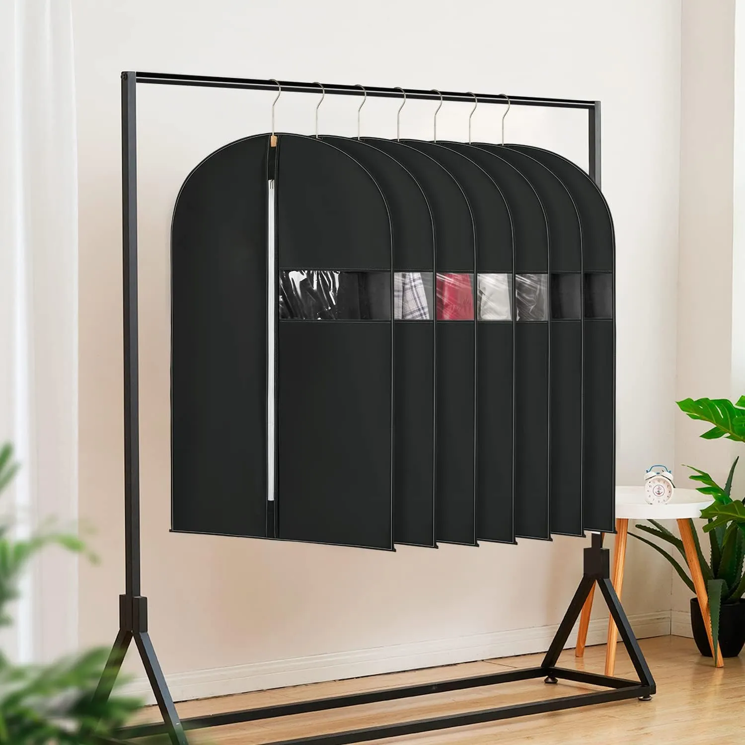 6PACK 24x40" Garment Bags for Storage Non-Woven Fabric Black Dress Bags for Hanging Clothes Suit bags for men travel Suit for Long Dresses,Suits,Coats,Sweater,Shirts