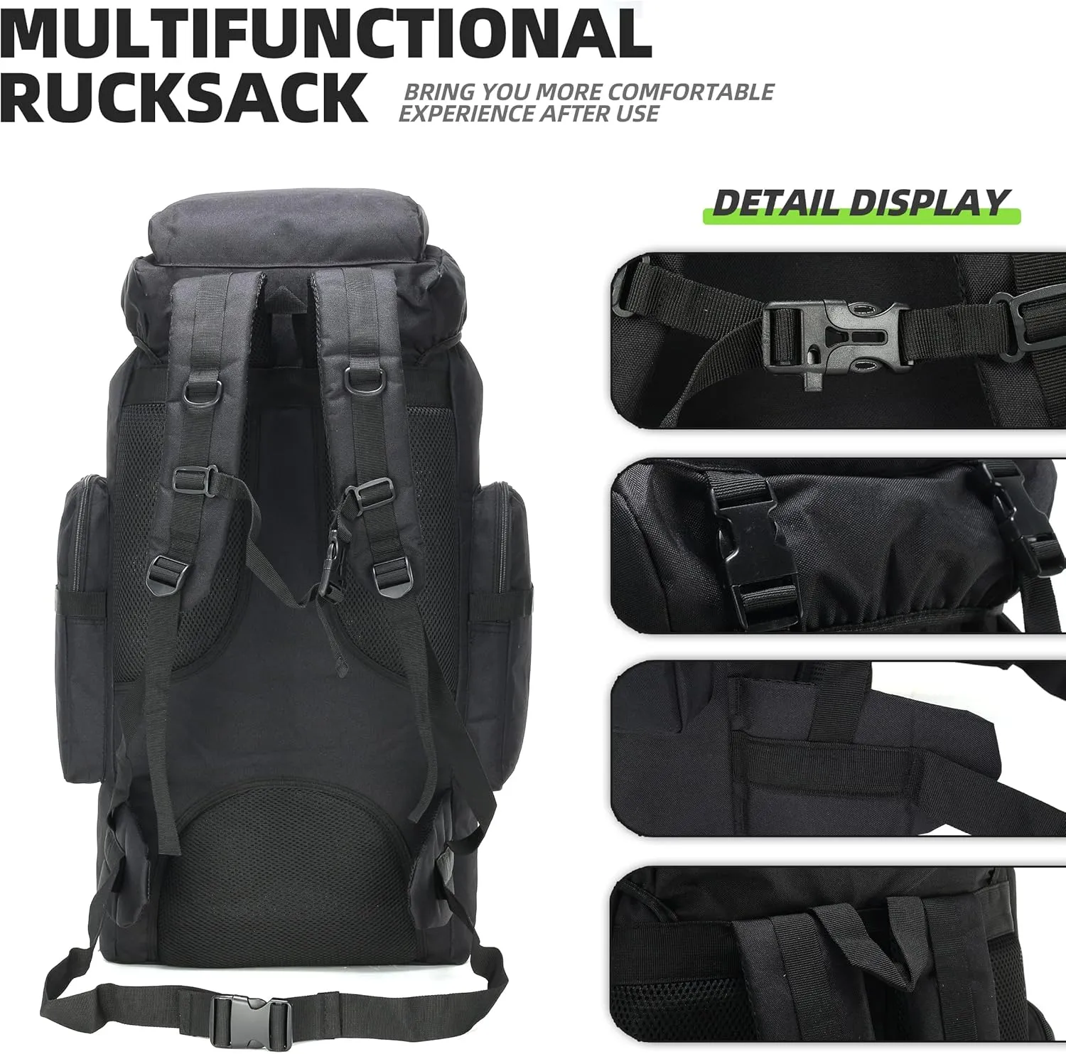 70L Hiking Backpack Military Tactical Camping Adjustable waterproof Climbing Sport Bags