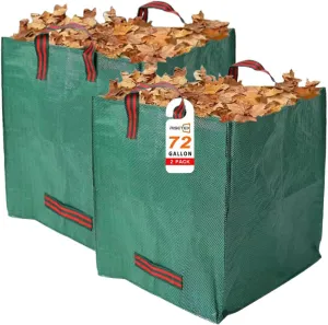 72-Gallon Leaf Bags (Pack of 2) - Reusable Yard Waste Bags with Reinforced Handles, Foldable & Portable for Lawn, Garden, Leaf Collection, and Home Yard Cleanup