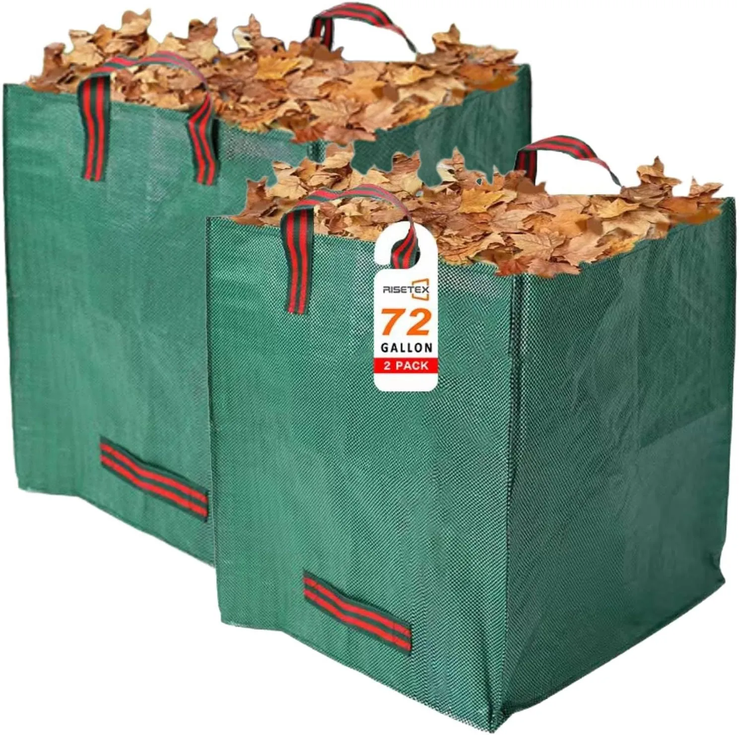 72-Gallon Leaf Bags (Pack of 2) - Reusable Yard Waste Bags with Reinforced Handles, Foldable & Portable for Lawn, Garden, Leaf Collection, and Home Yard Cleanup