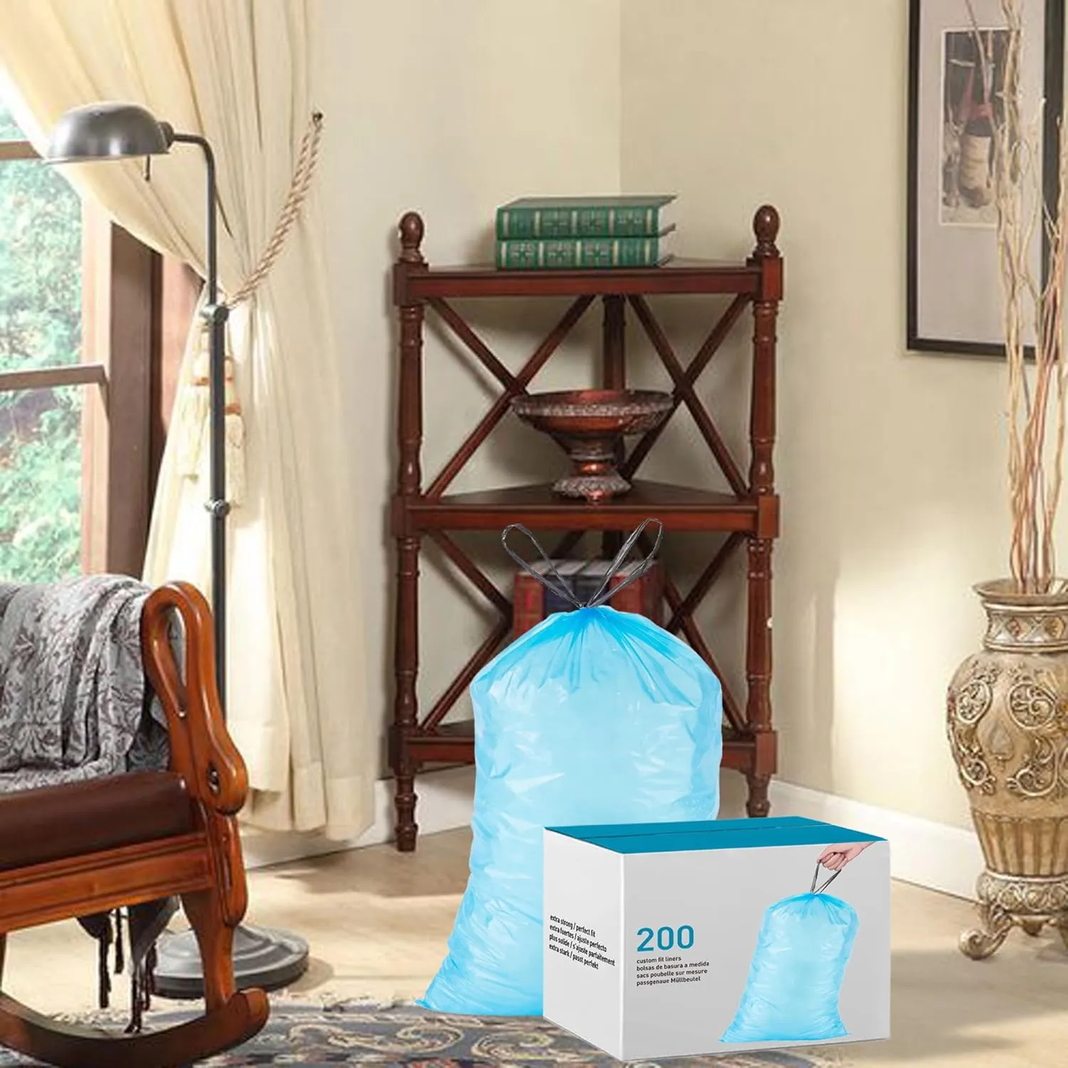8 Gallon Code G (200 Count) Heavy Duty Trash Bags Blue 1.2 Mil THICK Reliable1st Compatible with simpleman Code G | Blue Drawstring Garbage Liners 8 Gallon/30 Liter Leak-Proof Tear Resistant