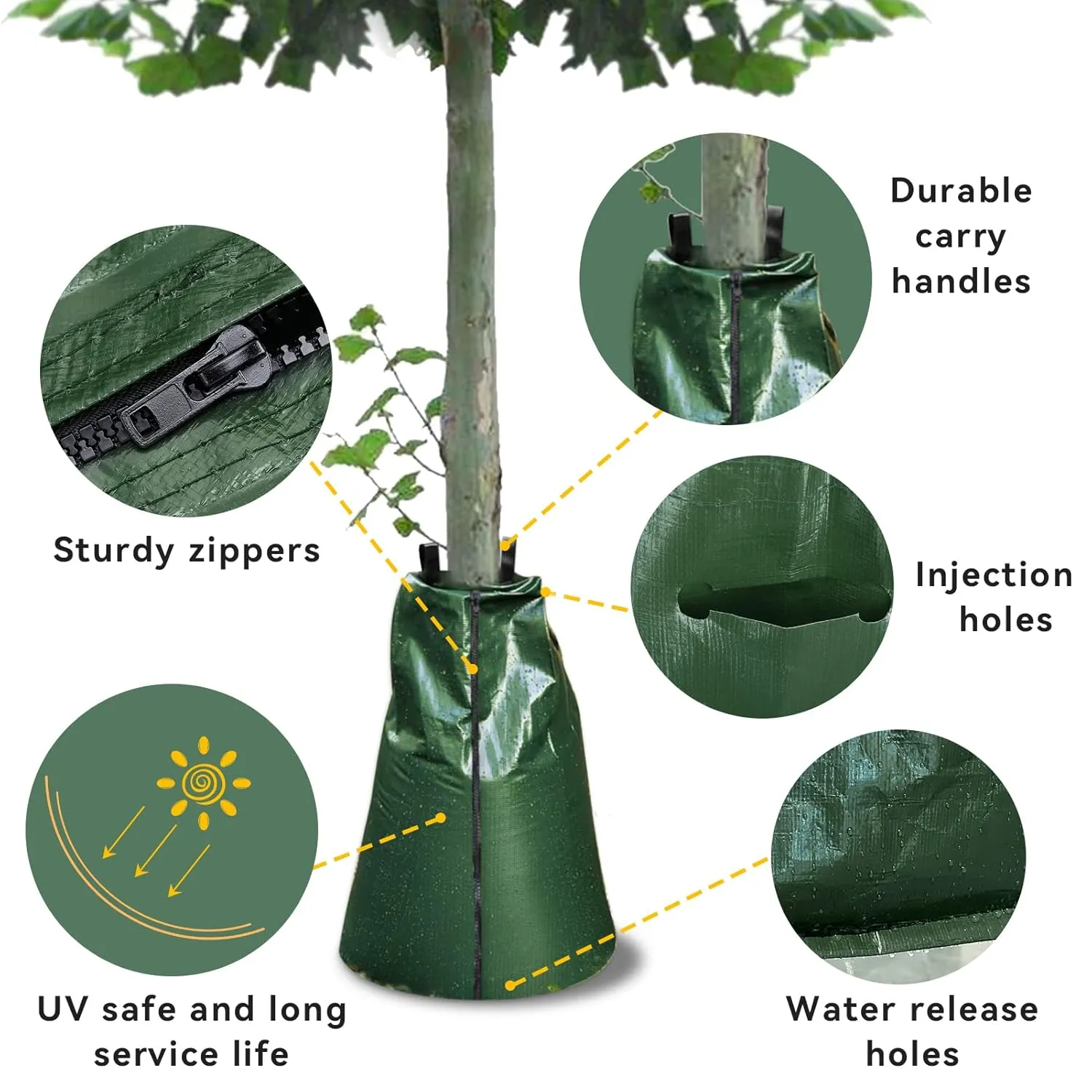 8 Pack Slow Release Tree Watering Bags - 20 Gallon Zippered Automatic Drip Irrigation Bags for New Planted and Transplanted Trees