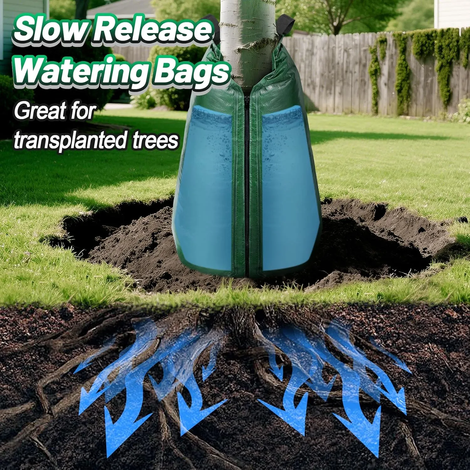8 Pack Slow Release Tree Watering Bags - 20 Gallon Zippered Automatic Drip Irrigation Bags for New Planted and Transplanted Trees