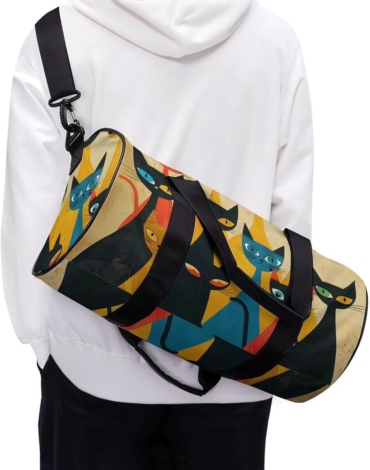 A Group of Cats Gym Bag Small Travel Duffle Bag with Compartment Carry On Weekender Bag for Women Men