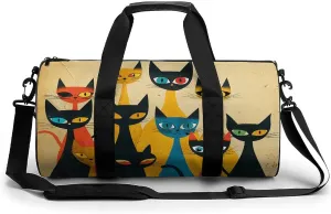 A Group of Cats Gym Bag Small Travel Duffle Bag with Compartment Carry On Weekender Bag for Women Men