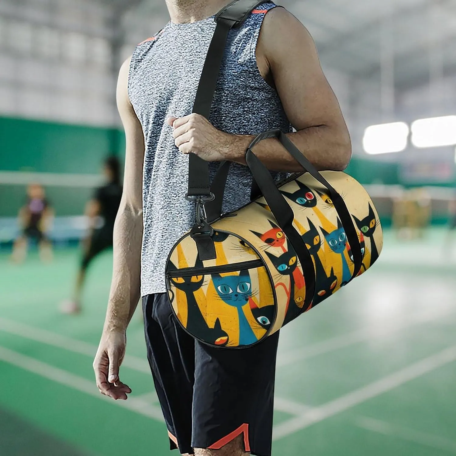 A Group of Cats Gym Bag Small Travel Duffle Bag with Compartment Carry On Weekender Bag for Women Men