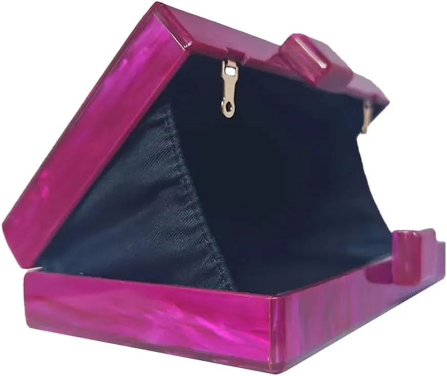 Acrylic Evening Clutch Purses for Women Unique Square Marbling Handbag with Beaded Handbag for Wedding Party Prom