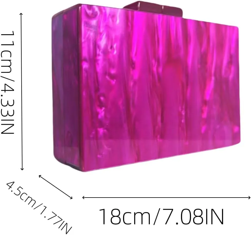 Acrylic Evening Clutch Purses for Women Unique Square Marbling Handbag with Beaded Handbag for Wedding Party Prom