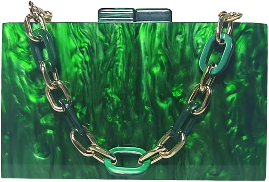 Acrylic Evening Clutch Purses for Women Unique Square Marbling Handbag with Beaded Handbag for Wedding Party Prom