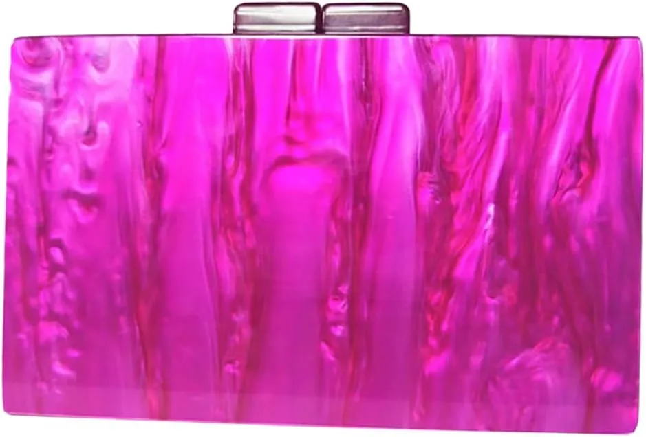 Acrylic Evening Clutch Purses for Women Unique Square Marbling Handbag with Beaded Handbag for Wedding Party Prom