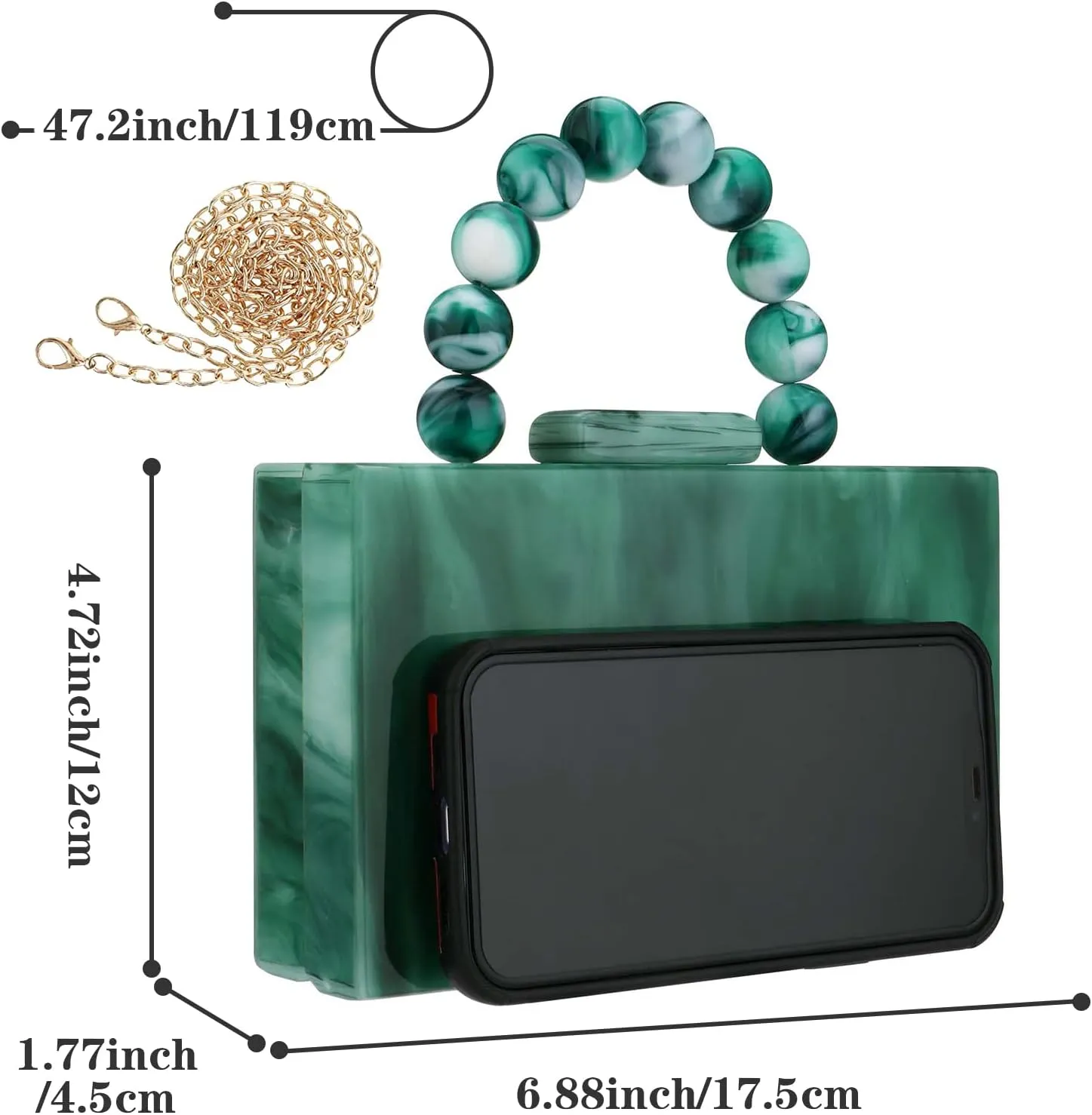 Acrylic Purses Evening Clutch Bag Marbling Handbags for Women Cross Body Bag with Pearl Chain Formal Wedding Prom Party