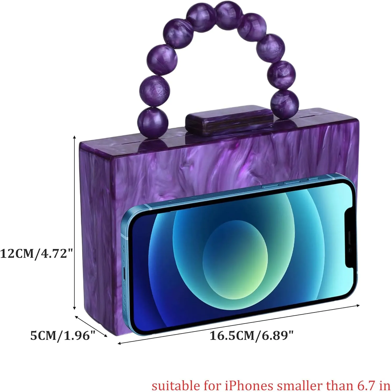 Acrylic Purses Evening Clutch Bag Marbling Handbags for Women Cross Body Bag with Pearl Chain Formal Wedding Prom Party
