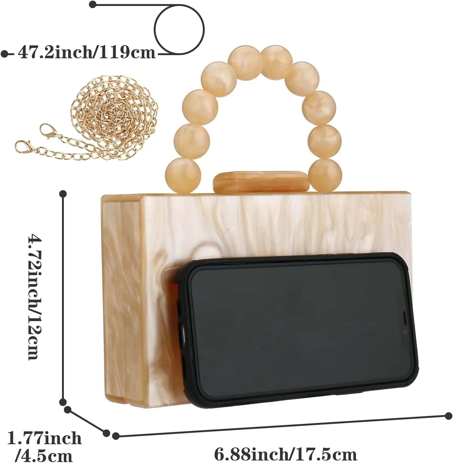 Acrylic Purses Evening Clutch Bag Marbling Handbags for Women Cross Body Bag with Pearl Chain Formal Wedding Prom Party