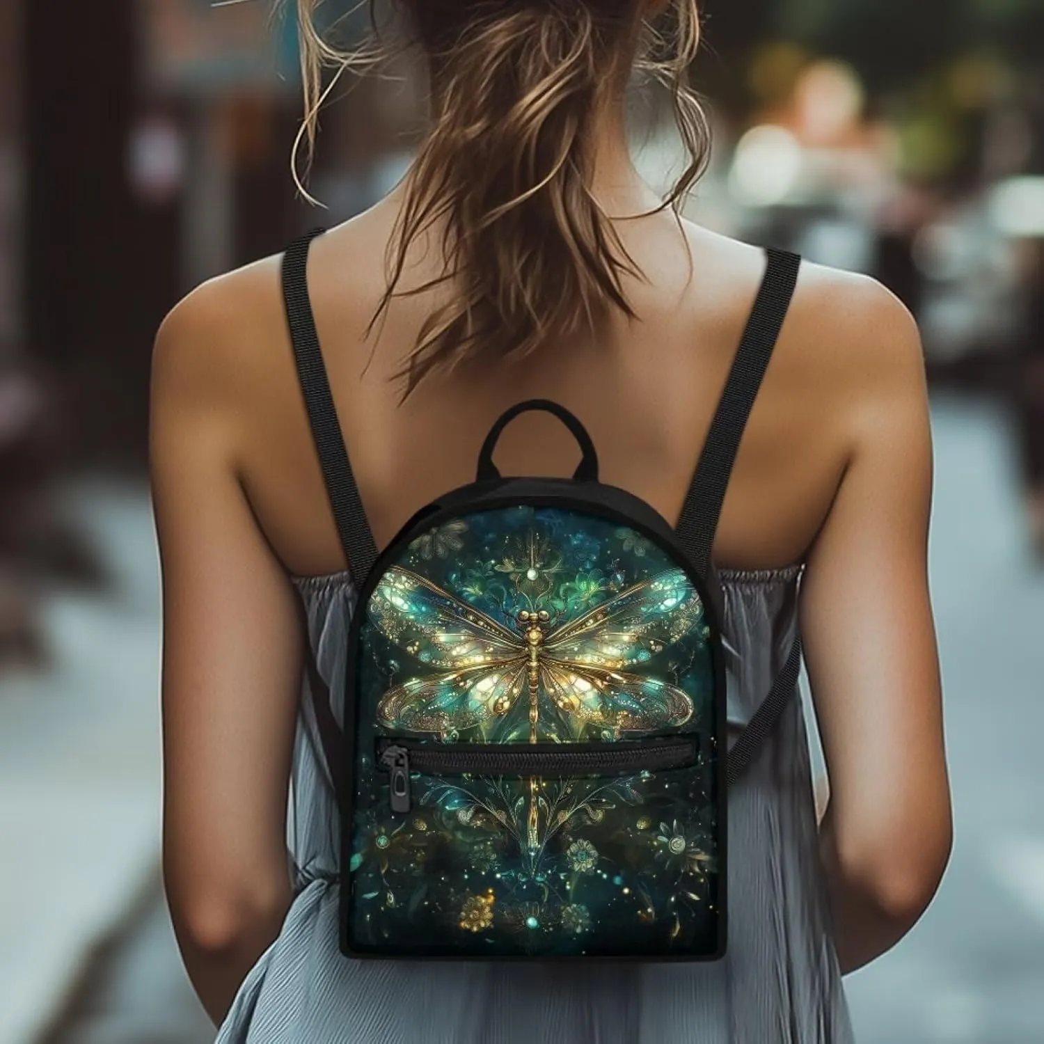 Aesthetic Dragonfly Backpack for Women Teen Girls Backpack Purses for Travel Casual Rucksack Fashion Shoulder Bag with Adjustable Straps Lightweight Daypack Gifts for Lady