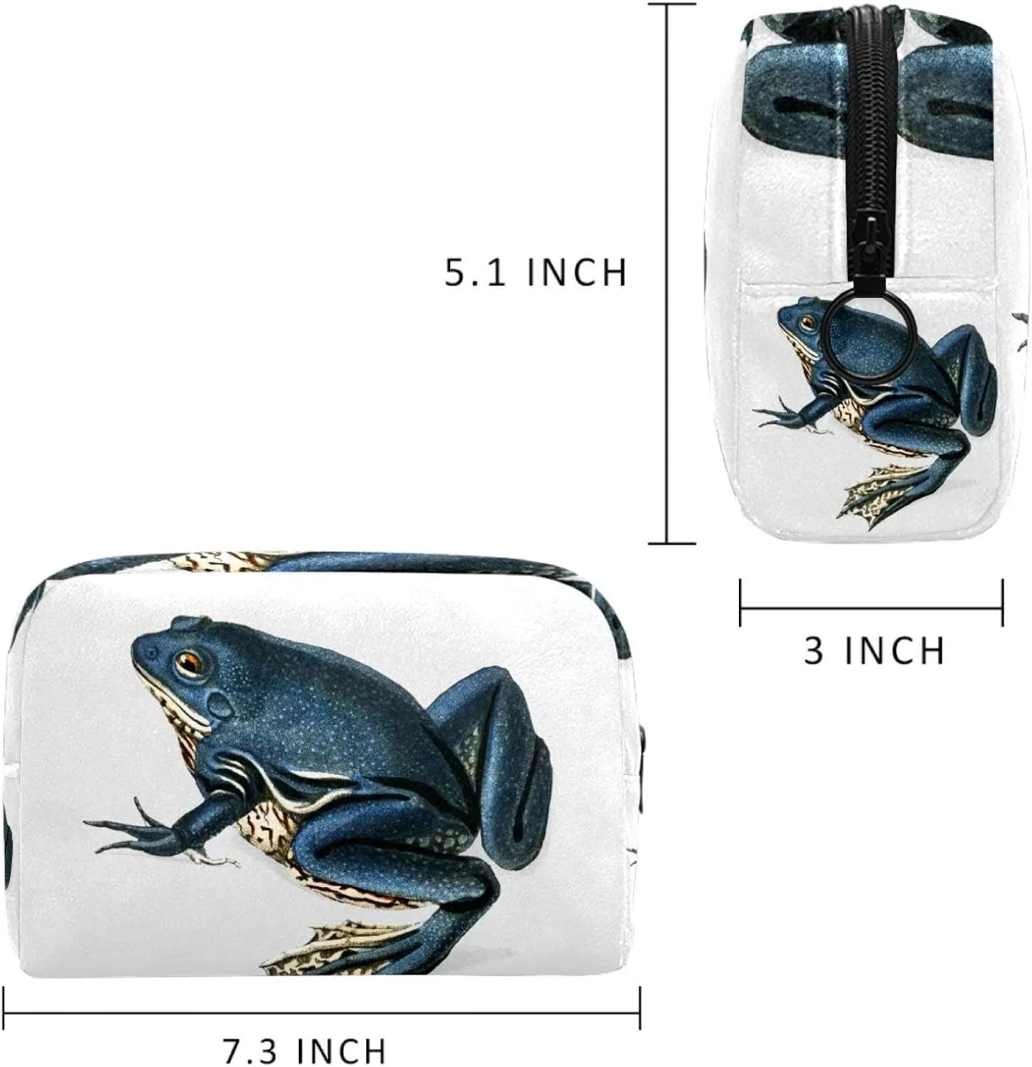 Aesthetic Frog Cosmetic Makeup Bags, Small Travel Zipper Pouch Portable Toiletry Bag Makeup Organizer for Women Teen Girls