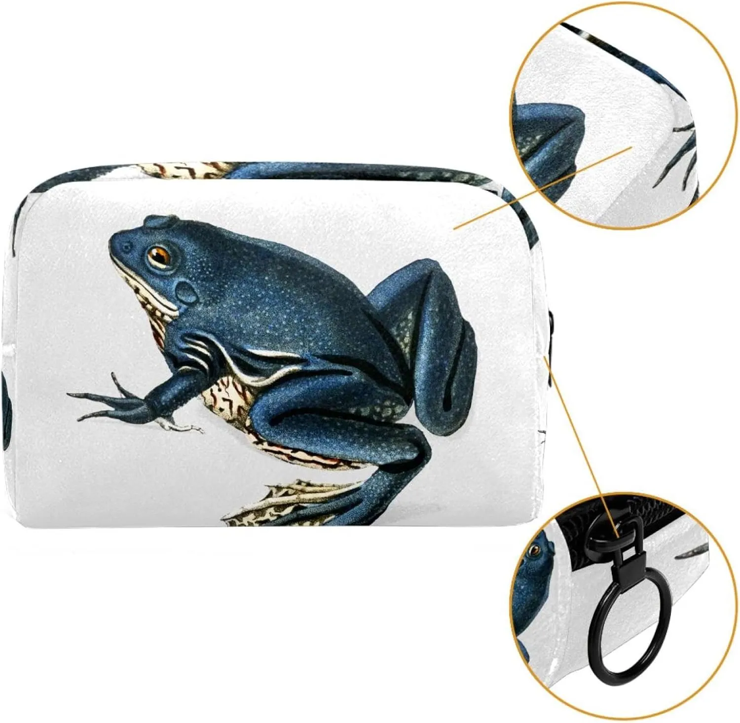 Aesthetic Frog Cosmetic Makeup Bags, Small Travel Zipper Pouch Portable Toiletry Bag Makeup Organizer for Women Teen Girls