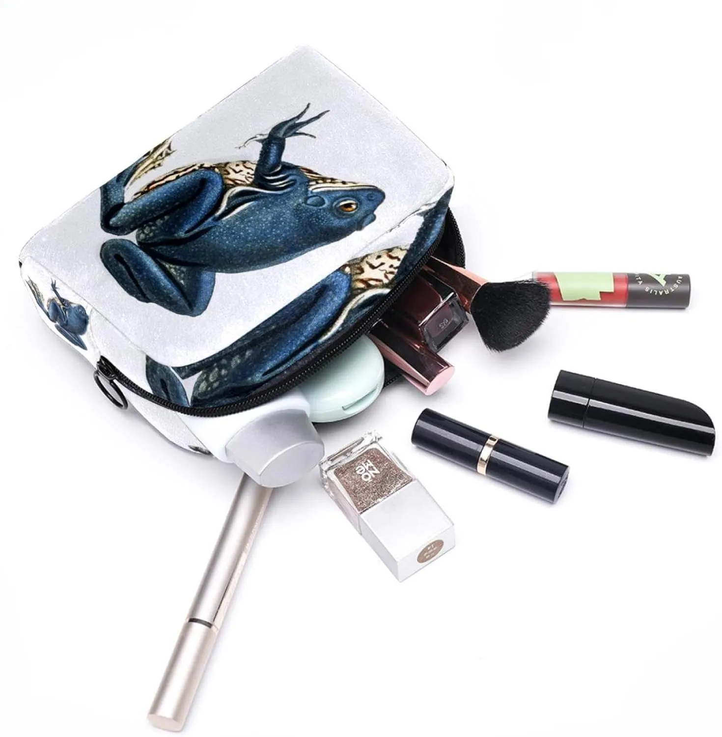 Aesthetic Frog Cosmetic Makeup Bags, Small Travel Zipper Pouch Portable Toiletry Bag Makeup Organizer for Women Teen Girls