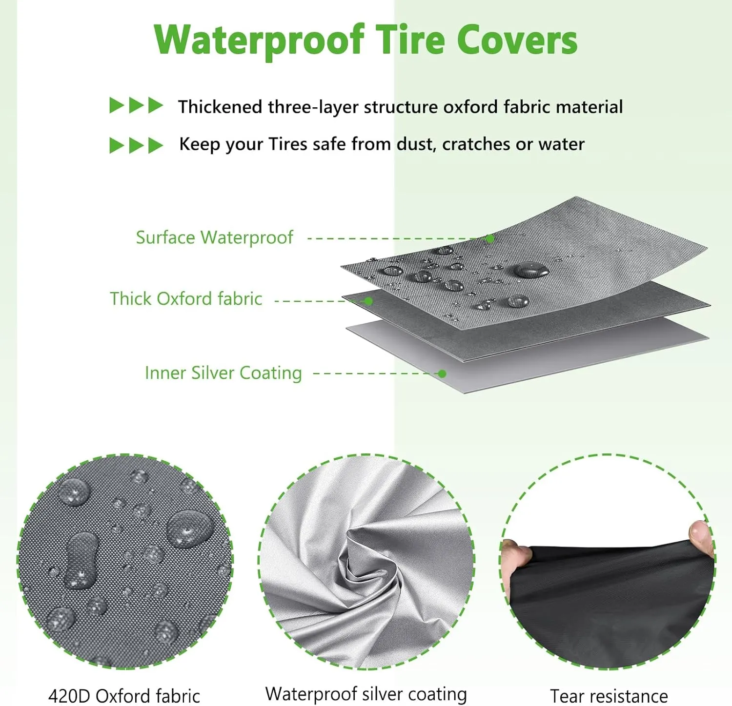 AKEfit Tire Cover, Heavy Duty Waterproof and Dustproof Tire Storage Bag for Jeep Trailer RV SUV Truck Tires with Zipper (Grey,Holding 4 Tires Within 32 Inch Diameter)
