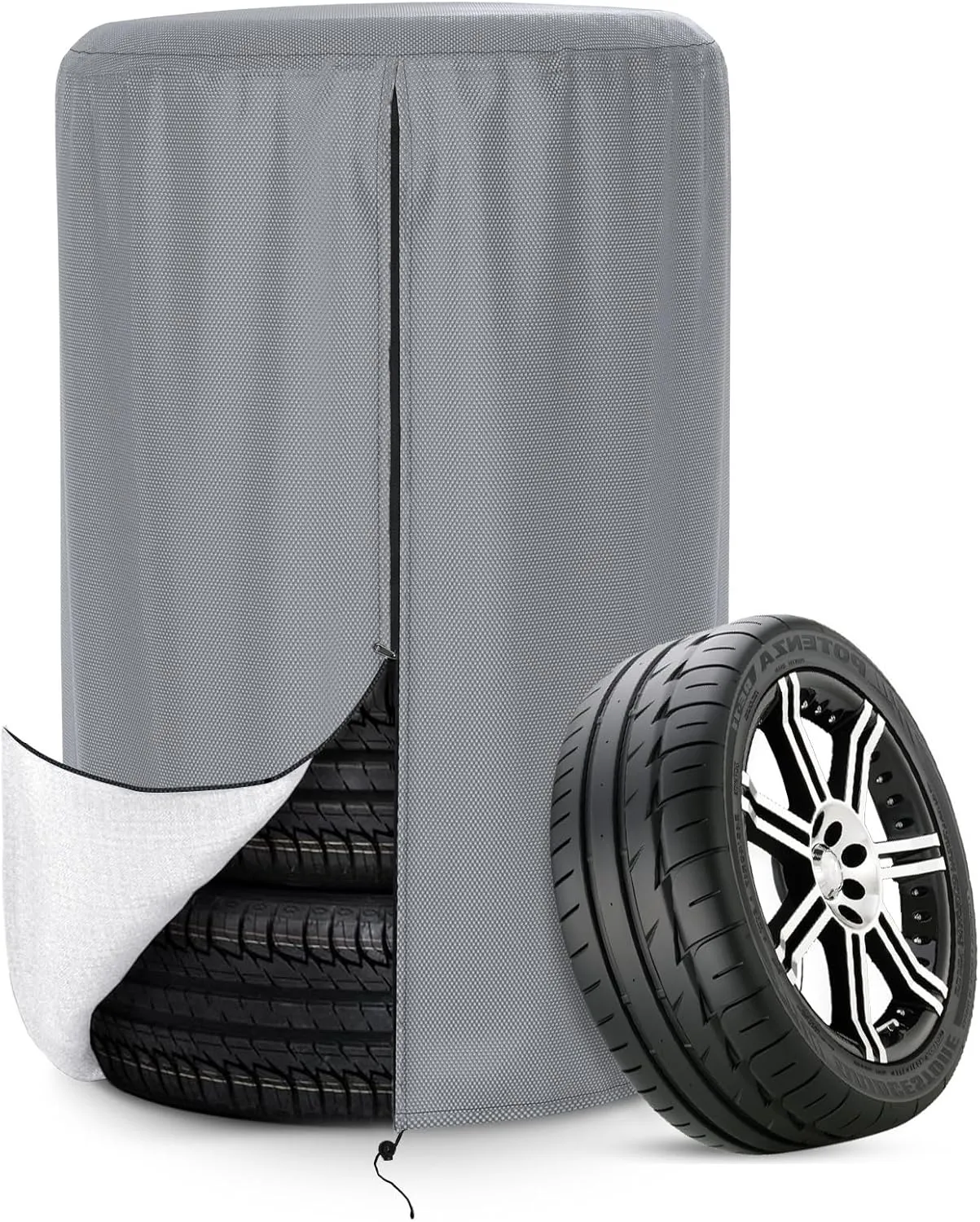 AKEfit Tire Cover, Heavy Duty Waterproof and Dustproof Tire Storage Bag for Jeep Trailer RV SUV Truck Tires with Zipper (Grey,Holding 4 Tires Within 32 Inch Diameter)