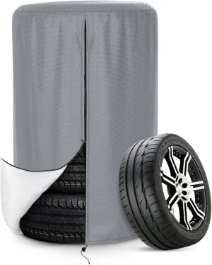 AKEfit Tire Cover, Heavy Duty Waterproof and Dustproof Tire Storage Bag for Jeep Trailer RV SUV Truck Tires with Zipper (Grey,Holding 4 Tires Within 32 Inch Diameter)
