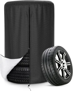 AKEfit Tire Cover, Heavy Duty Waterproof and Dustproof Tire Storage Bag for Trailer RV SUV Truck Tires with Zipper (Black,Holding 4 Tires Within 27 Inch Diameter)