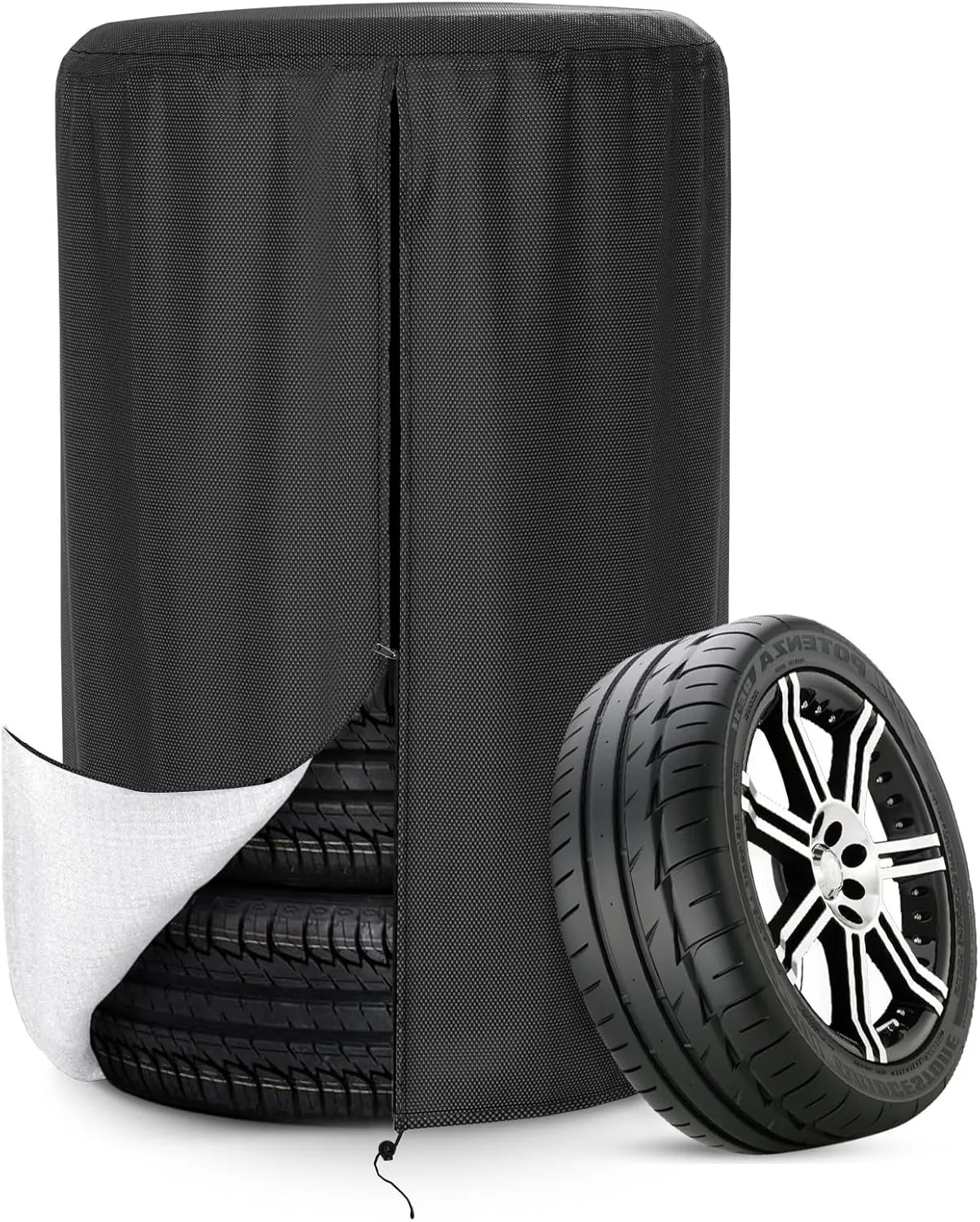 AKEfit Tire Cover, Heavy Duty Waterproof and Dustproof Tire Storage Bag for Trailer RV SUV Truck Tires with Zipper (Black,Holding 4 Tires Within 27 Inch Diameter)