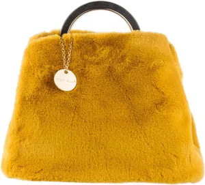 Alex Max Cora Faux Fur Ring Handle Convertible Tote, Yellow