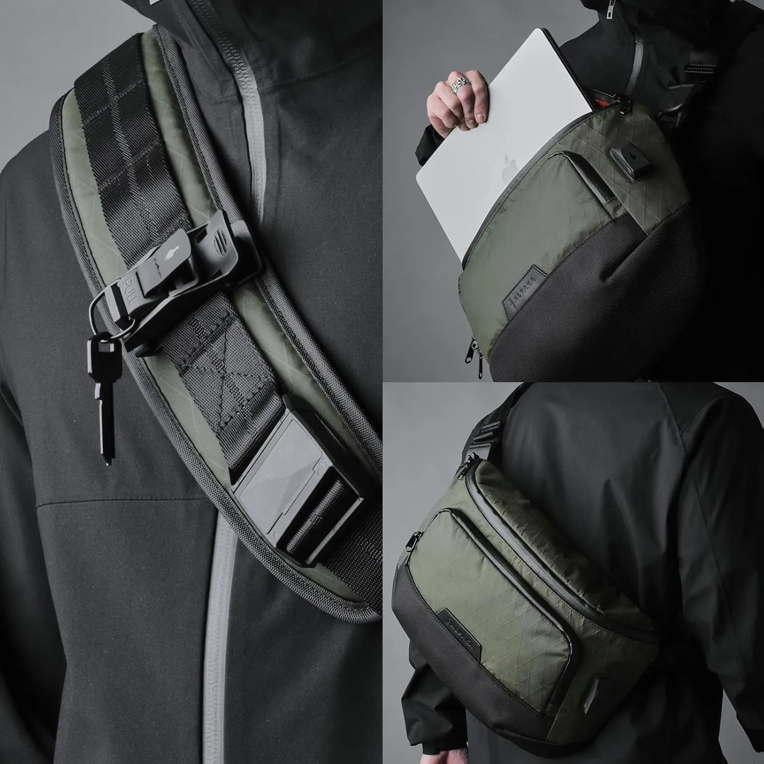 ALPAKA Bravo Sling Max, RFID Blocking Weatherproof Sling Bag for Men with Maglockz Buckle,10L Laptop Bag with Luggage Sleeve