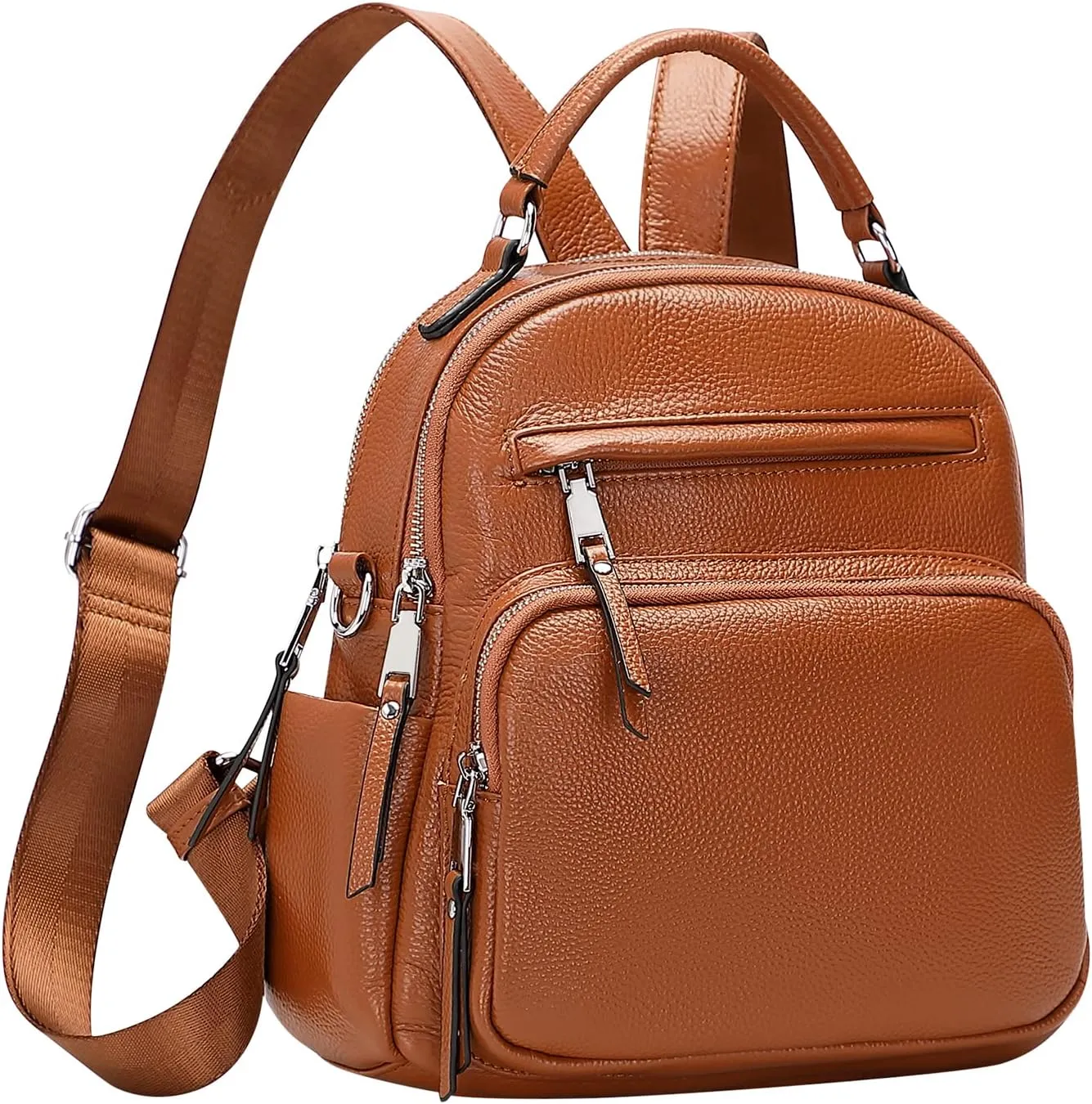 ALTOSY Genuine Leather Backpack for Women Small Convertible Backpack Purse Ladies Shoulder Bag 4 in 1 to Carry