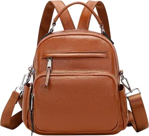 ALTOSY Genuine Leather Backpack for Women Small Convertible Backpack Purse Ladies Shoulder Bag 4 in 1 to Carry