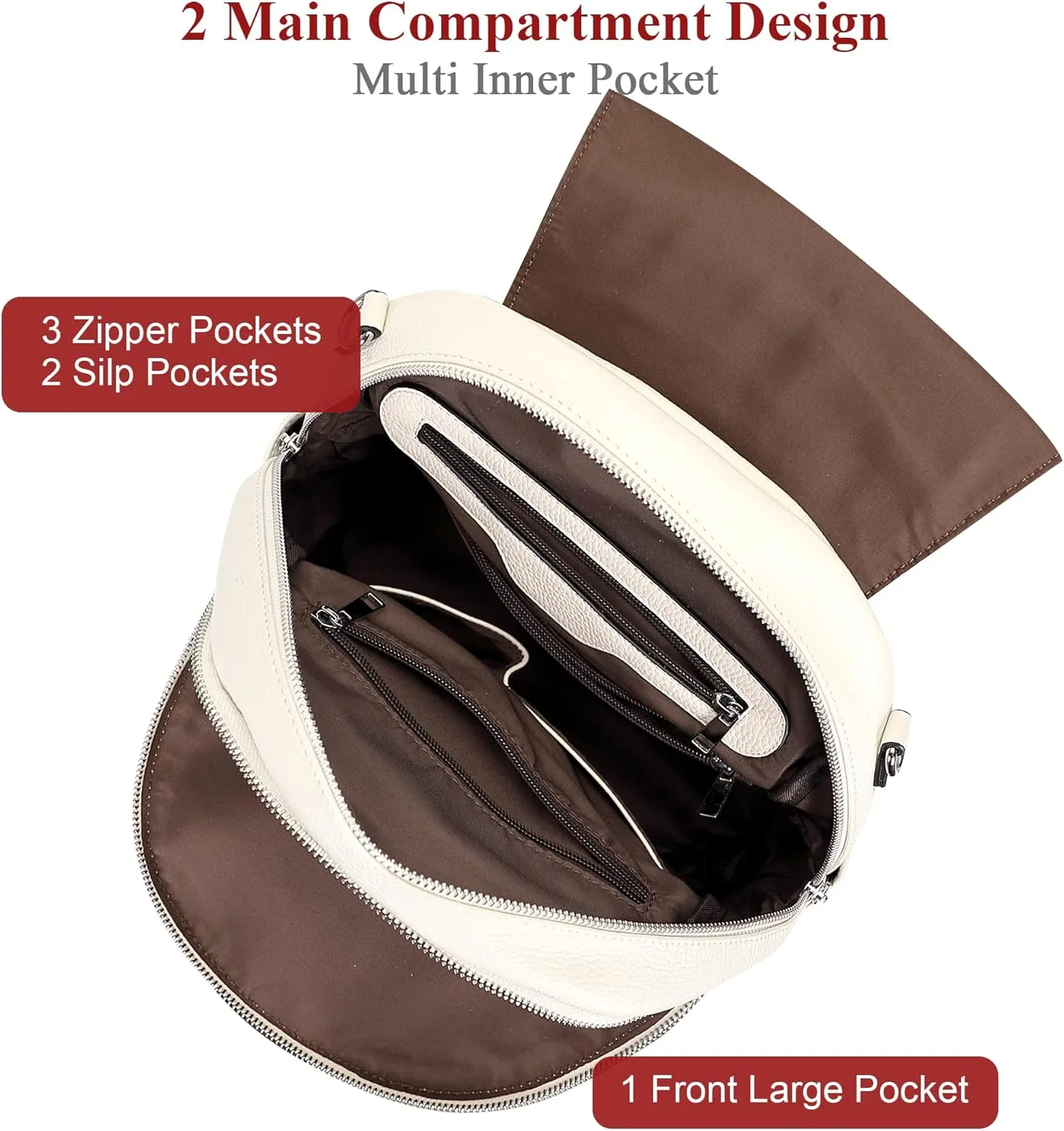 ALTOSY Leather Backpack Purse for Women Fashion Casual Handbag with Multi Pockets and Flap