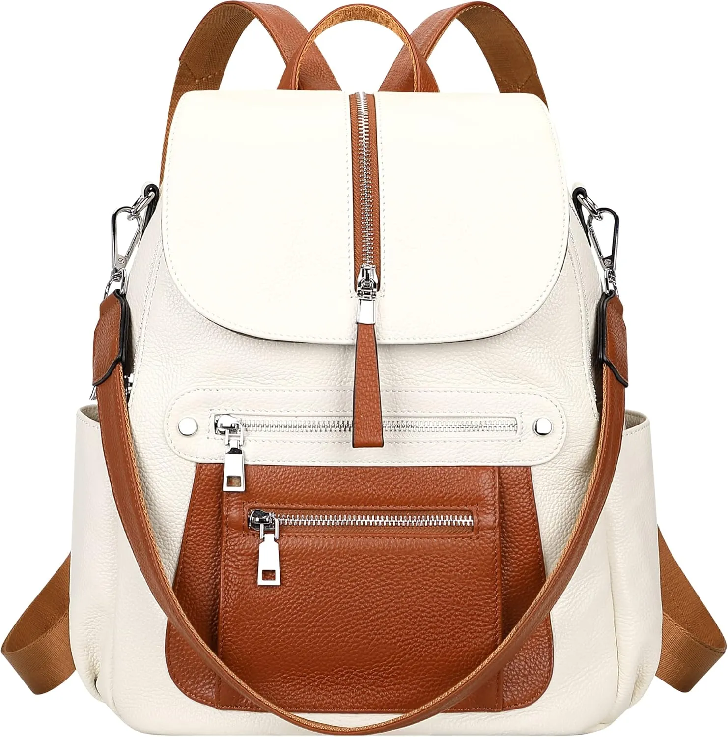 ALTOSY Leather Backpack Purse for Women Fashion Casual Handbag with Multi Pockets and Flap