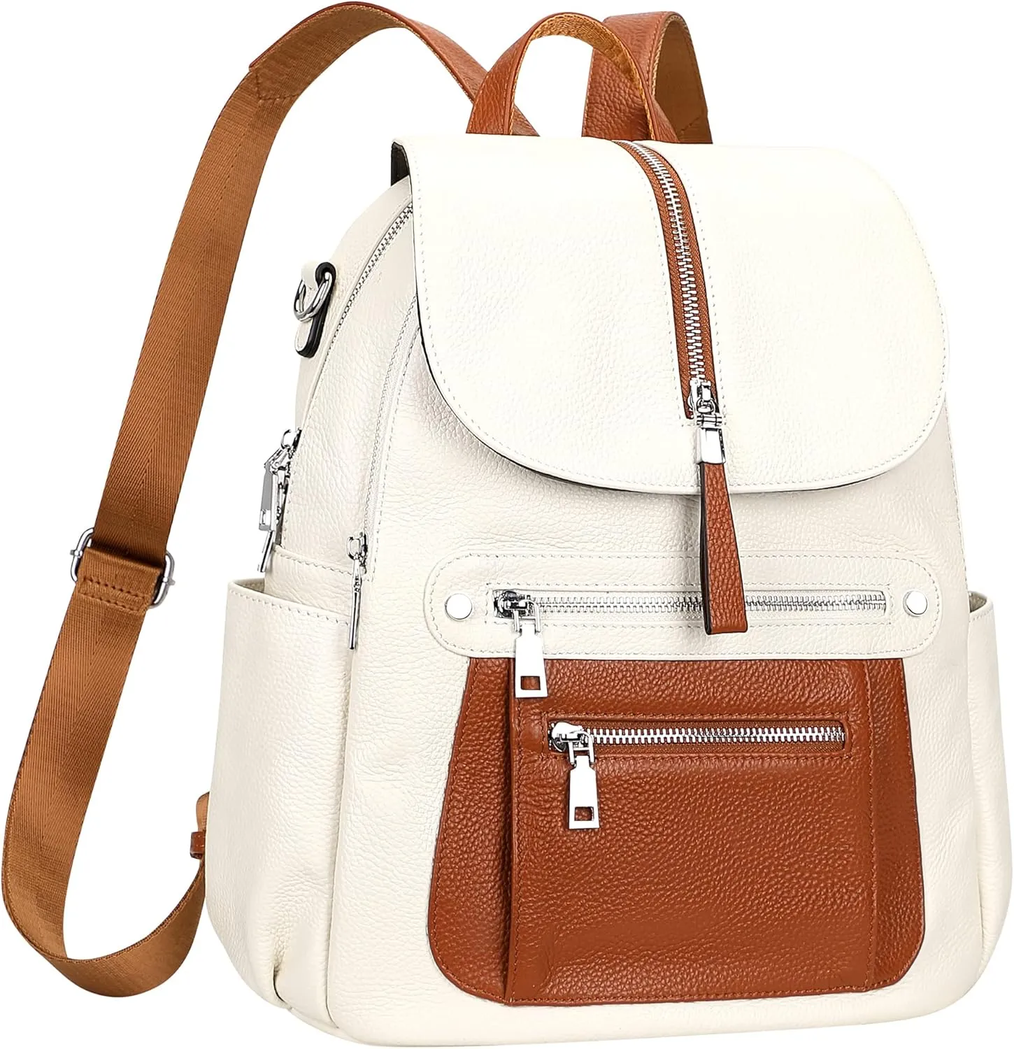 ALTOSY Leather Backpack Purse for Women Fashion Casual Handbag with Multi Pockets and Flap