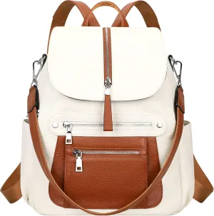 ALTOSY Leather Backpack Purse for Women Fashion Casual Handbag with Multi Pockets and Flap