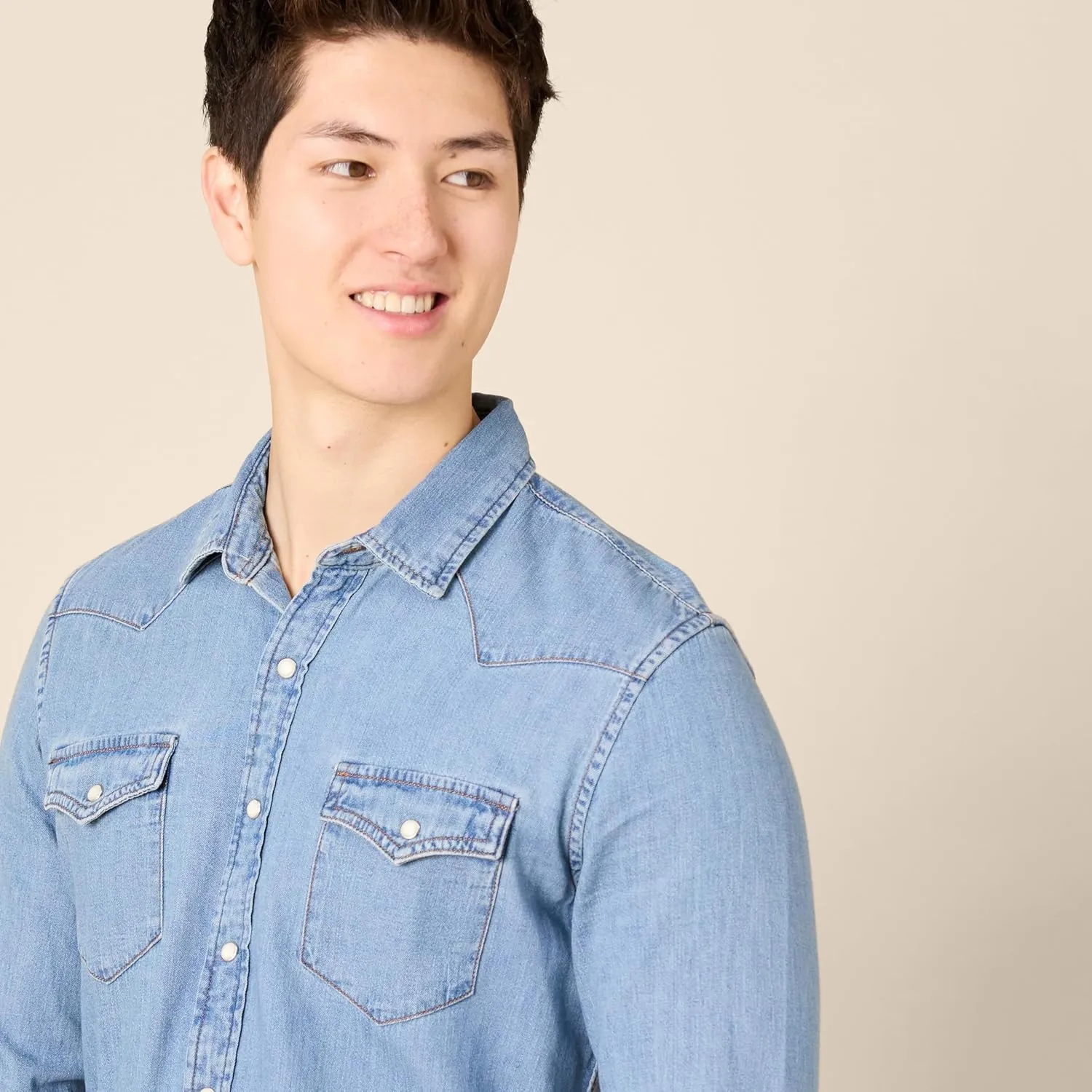 Amazon Essentials Men's Slim-fit Long-Sleeve Denim Shirt