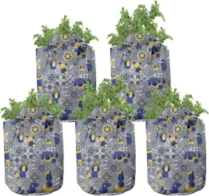 Ambesonne Dog Lover Grow Bags 5-Pack, Chaotic Various Puppies, Heavyduty Fabric Pots with Handles for Plants, 7 Gallon, Multicolor
